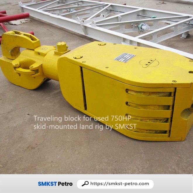 Traveling block for used 750HP skid-mounted land rig by SMKST